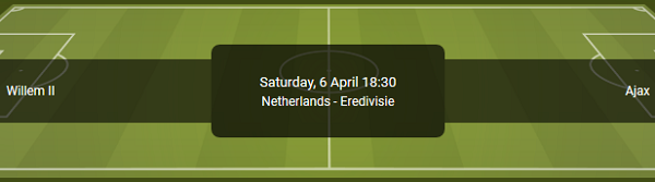 Quoteringen voor Willem II tegen Ajax in de Eredivisie bij Bet90 online