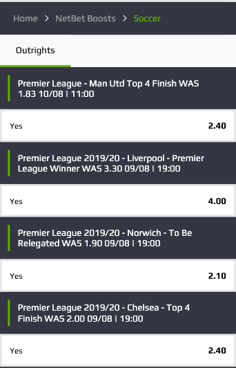 NetBoost promo - odds boosts bij voetbal