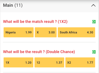 Quoteringen Africa cup kwartfinale Nigeria - Zuid-Afrika