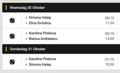 Volg het WTA Finals 2019 tennis toernooi!