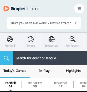 Bekijk het Mobiele overzicht van Simple Casino