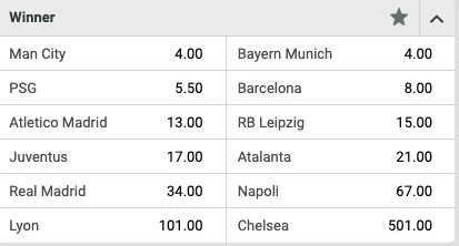 Final 8 Lisbon Champions League odds