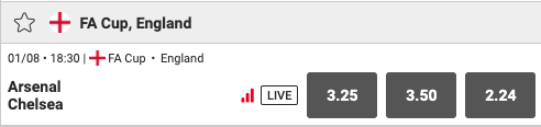arsenal - chelsea FA CUP odds