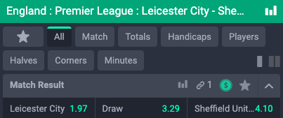 Leicester Sheffield odds