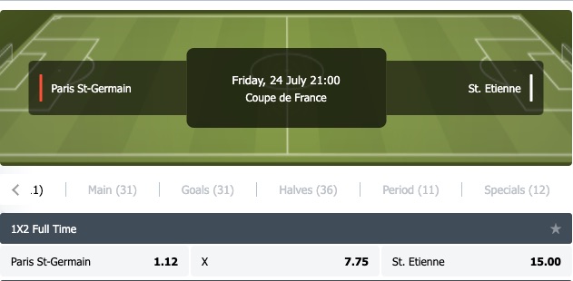 PSG - St Etienne finale odds