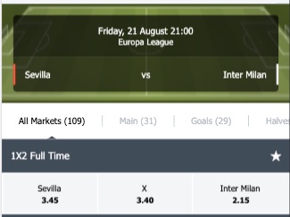 Dit zijn de odds in de Europa League finale tussen Sevilla en Inter Milan