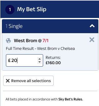 Voorbeeld wedformulier bij Skybet bookmaker