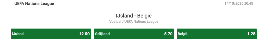 Unibet Ijsland Belgie odds Nations League