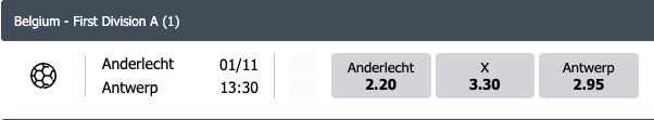 Anderlecht - Antwerp 1 november 2020 odds