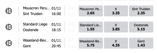 Jupiler Pro League 1 november 2020