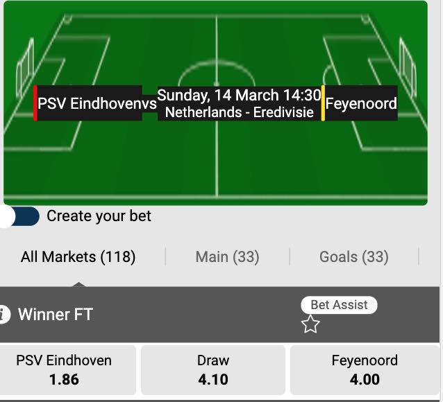 PSV - Feyenoord odds