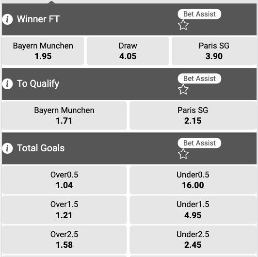 Wedden op Bayern - PSG