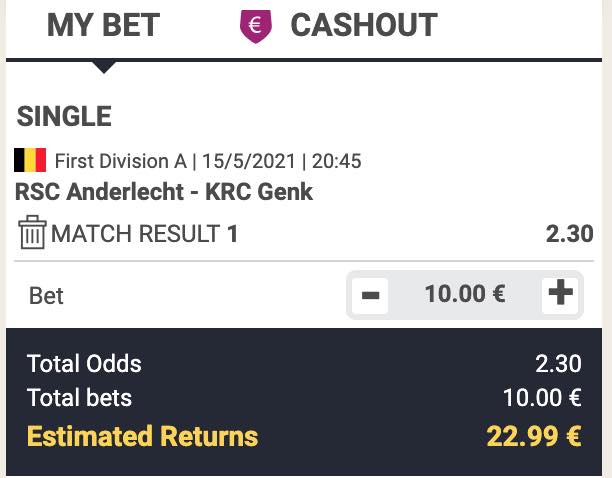 Anderlecht Genk odds in de playoffs