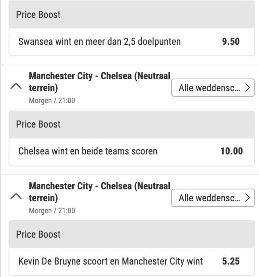 Bwin price boost voor Champions League finale Manchester City - Chelsea