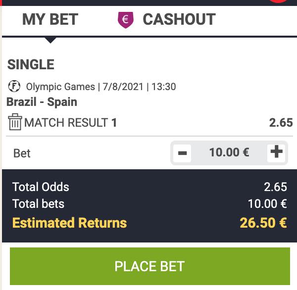 Brazilie - Spanje odds in de Olympische Spelen