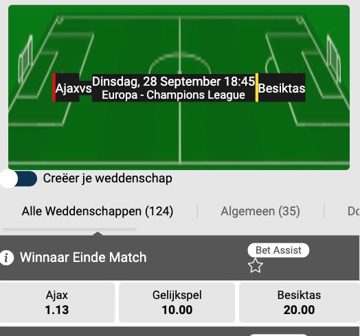 Odds CL voor Ajax Besiktas