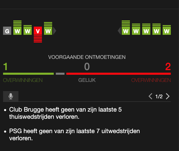 Club Brugge - PSG kansen in de CL met stats