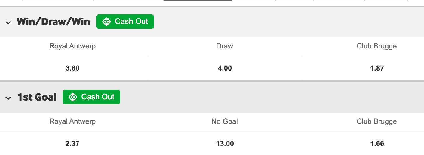 Antwerp - Club Brugge odds Jupiler League 2021