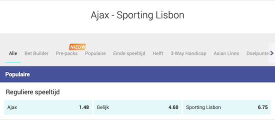 ajax lisbon - champions league odds