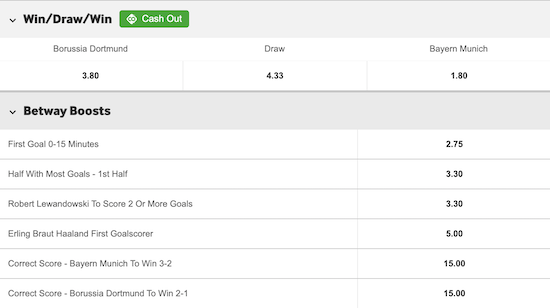 dortmund - munich odds