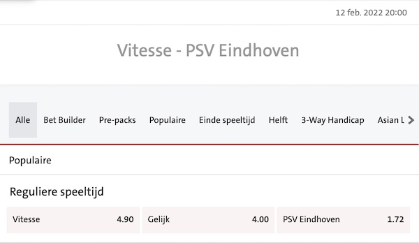 vitesse psv odds