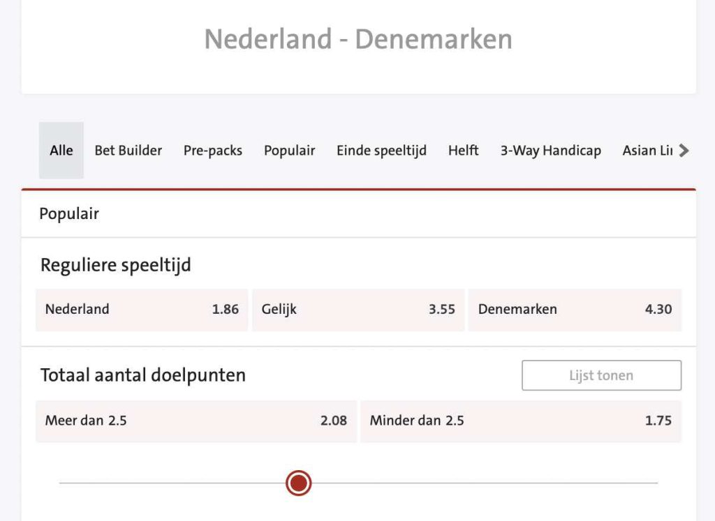 Nederland vs Denemarken odds