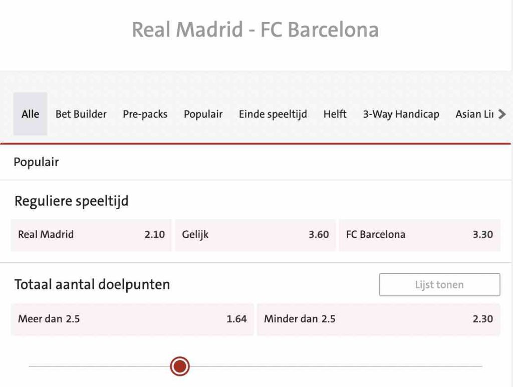 Real Madrid vs Barcelona odds