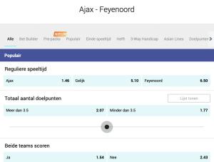 Odds Ajax Feyenoord maart 2022