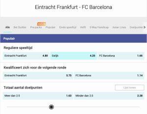 Eintracht Frankfurt vs Barcelona odds