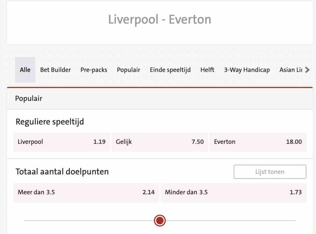 Liverpool - Everton odds