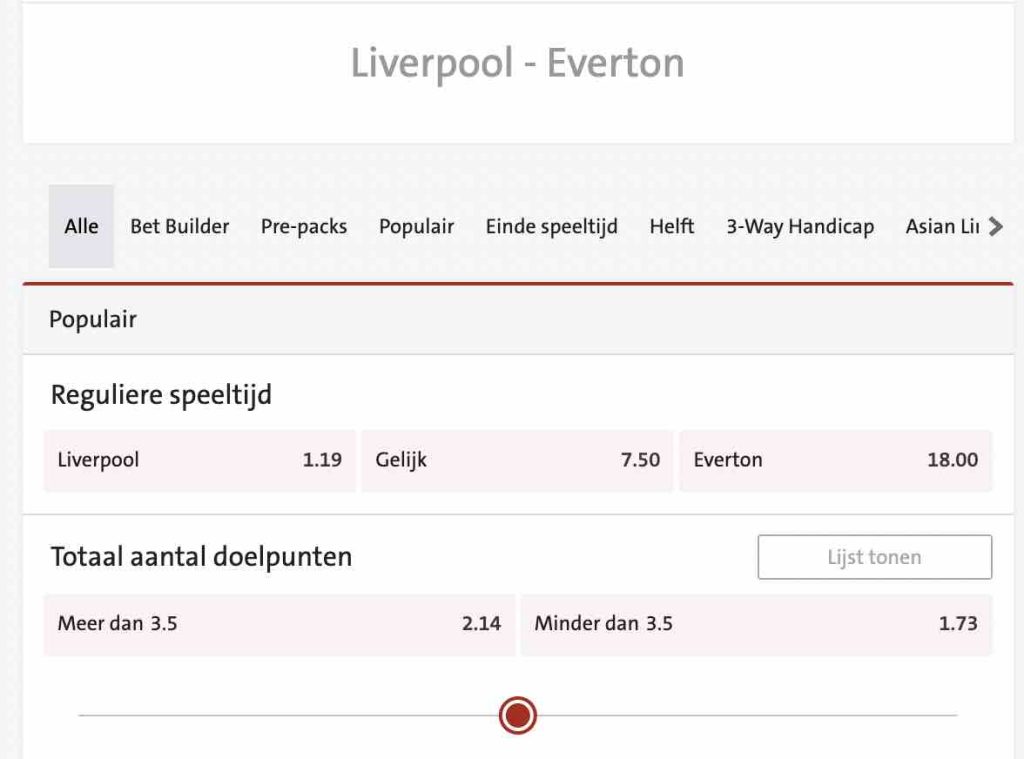 Liverpool - Everton odds