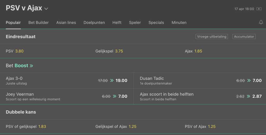 PSV vs Ajax odds