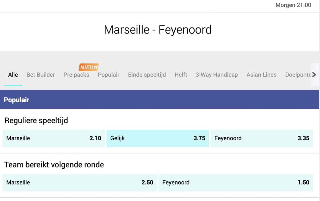 Marseille - Feyenoord odds