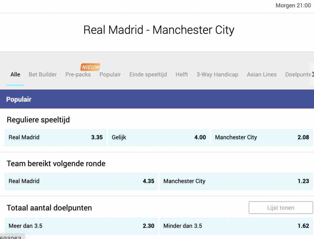 Madrid - Manchester City odds