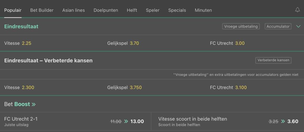 Vitesse - Utrecht odds