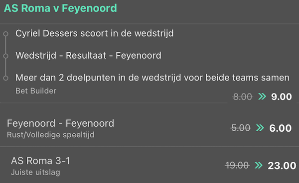 Feyenoord Roma Odds