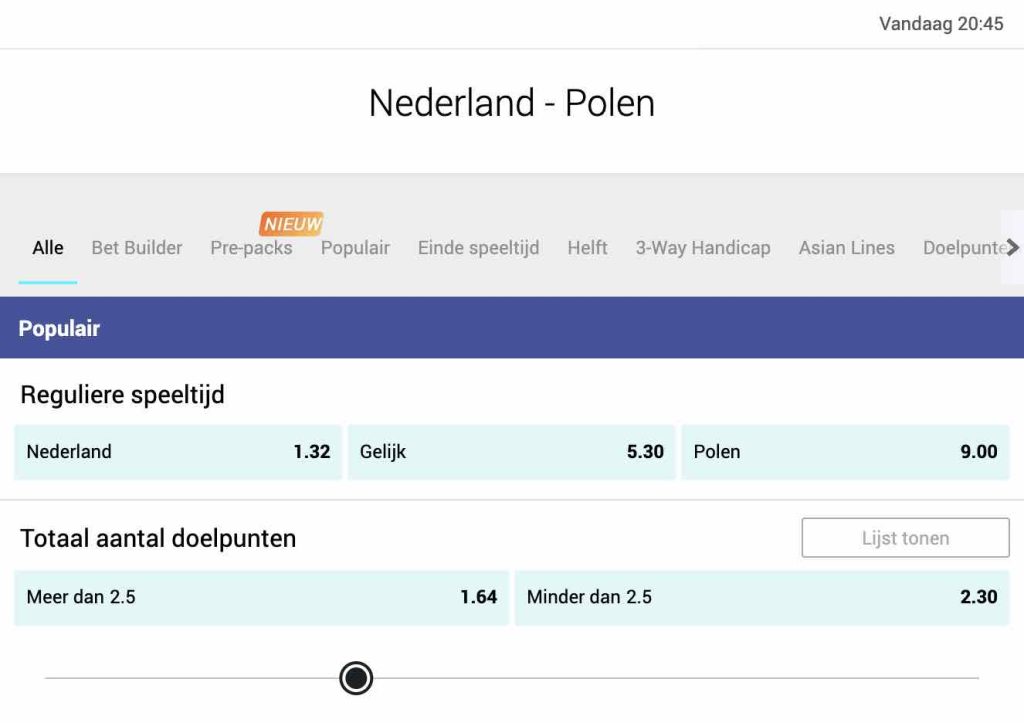 Nederland - Polen odds