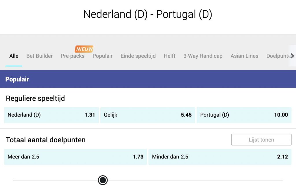 Nederland - Portugal odds