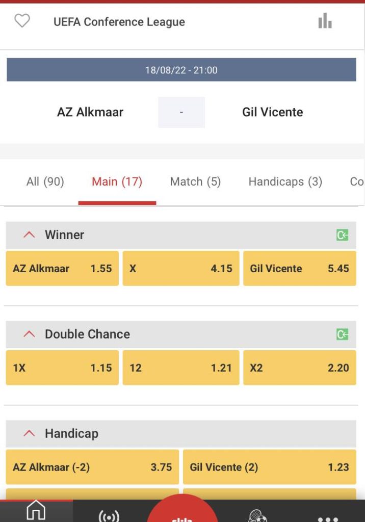 AZ - Gil Vicente odds