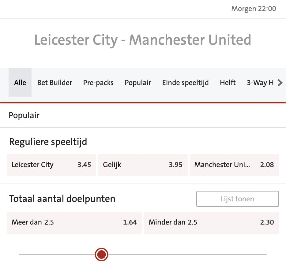 Leicester City Manchester United odds