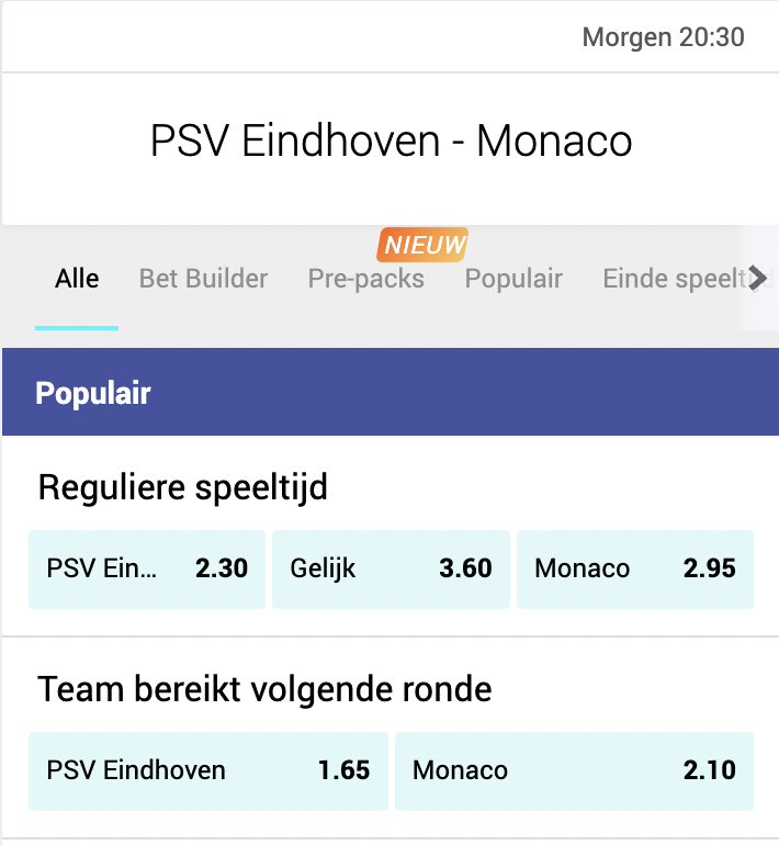 PSV - AS Monaco odds