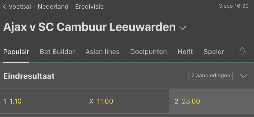 Ajax Cambuur odds
