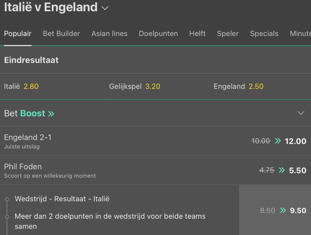 italie Engeland odds