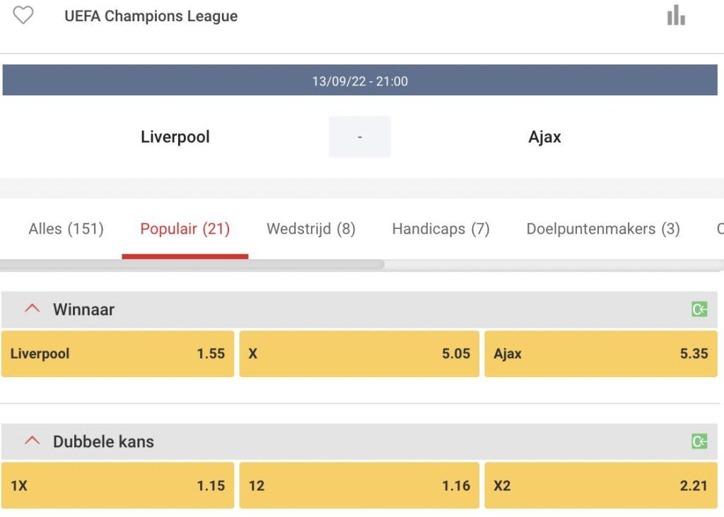 Liverpool Ajax odds