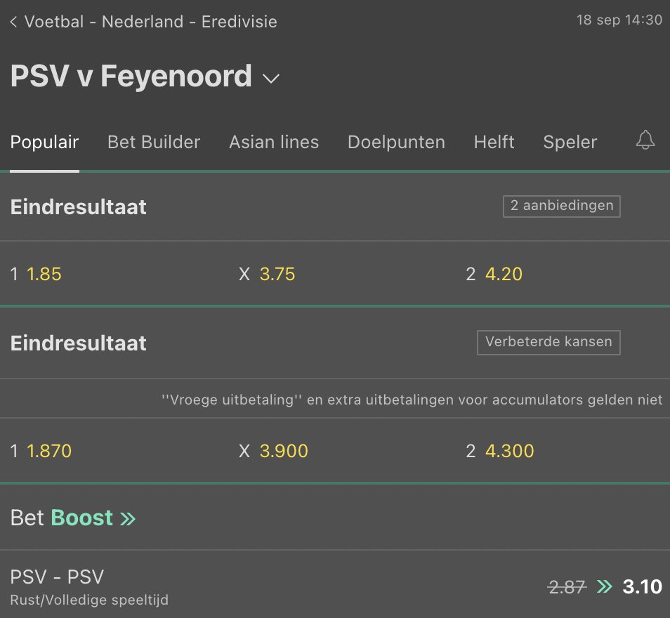 PSV - Feyenoord odds