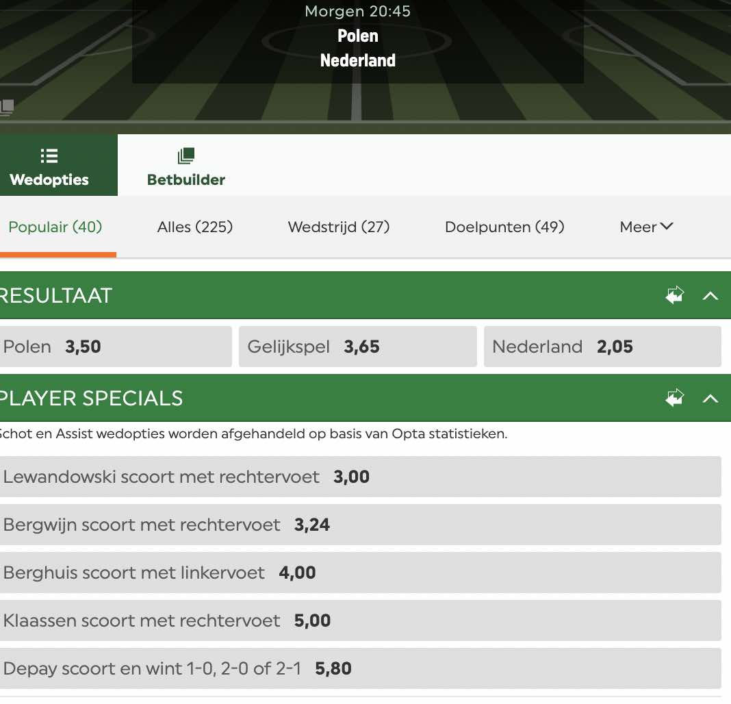 Felton Bookmaker Voorbeschouwing Polen - Nederland in de Nations league