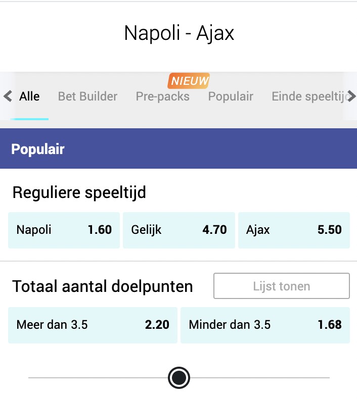 Napoli Ajax odds