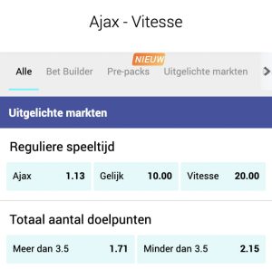wedden op Ajax Vitesse odds