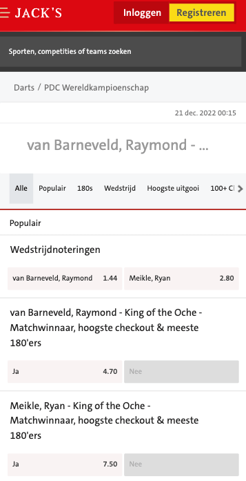 Raymond van barnvel - Ryan Meikle odds