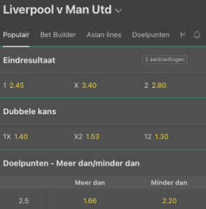 Liverpool Manchester United odds Bet365 05-03-2023 